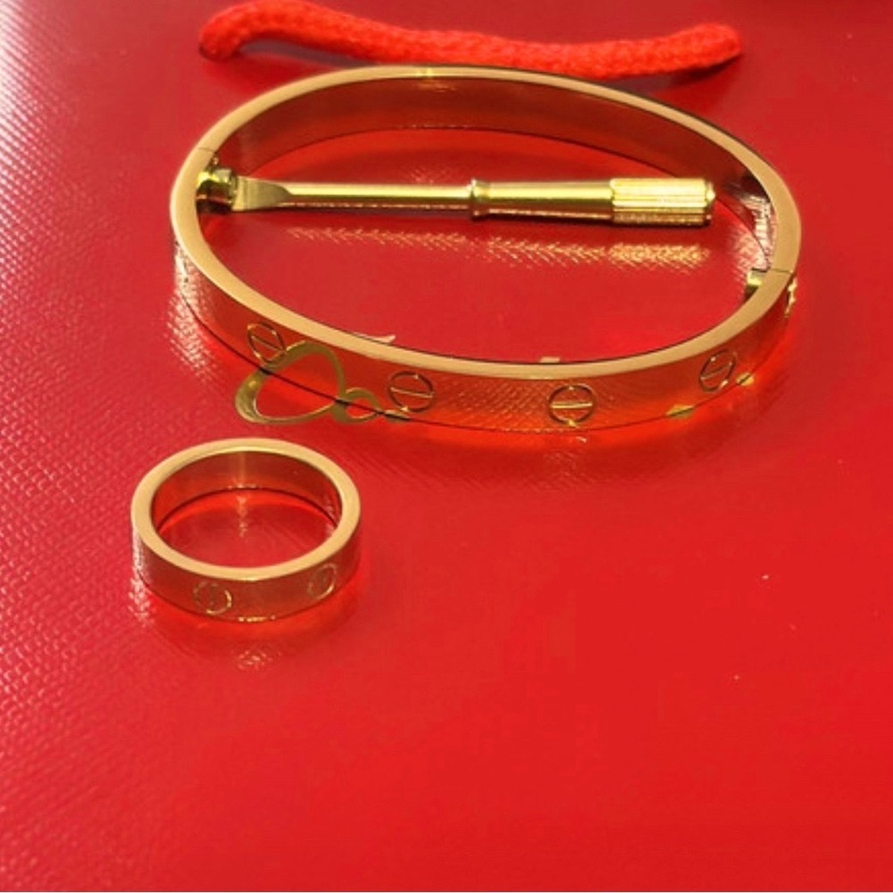 Stainless steel bracelet set & ring